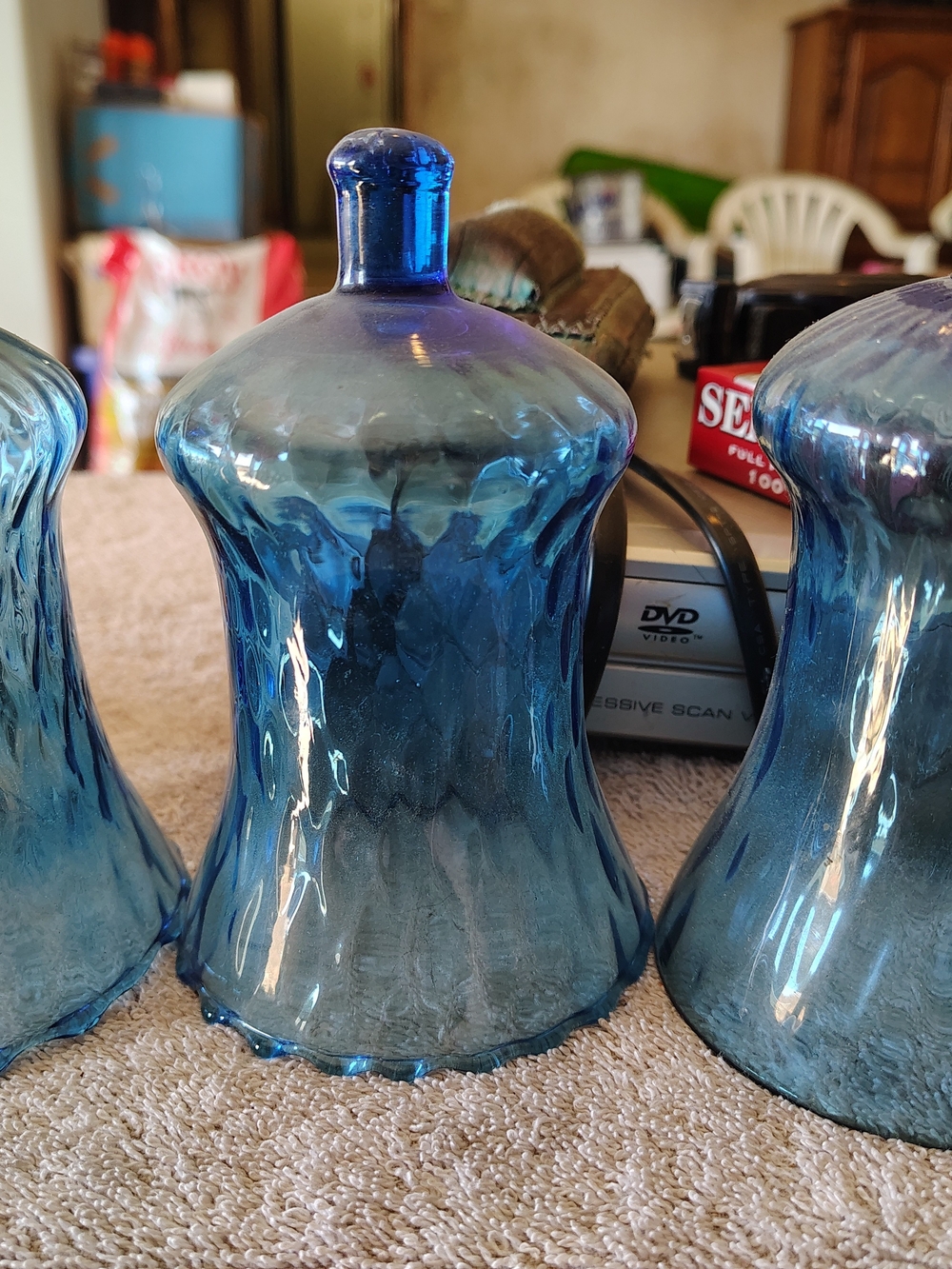 Blue Glass Decorative Bell Jar -